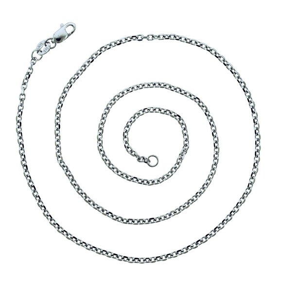 22" Cable Rolo Link Chain Necklace 14K White Gold - Picture 1 of 3